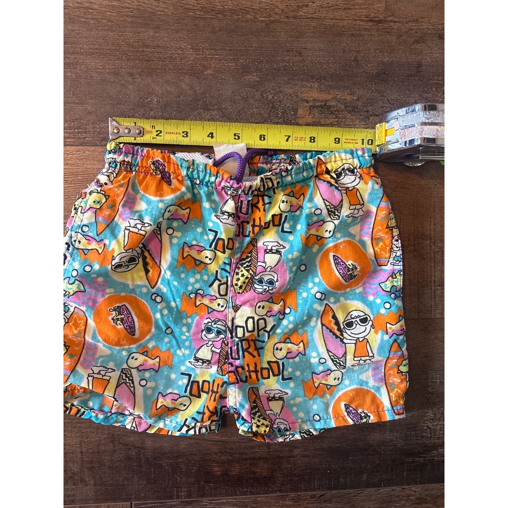 Vintage Joe Cool Snoopy Surf School Kids Swim Trunks Blue All Over Print Shorts - Picture 5 of 7